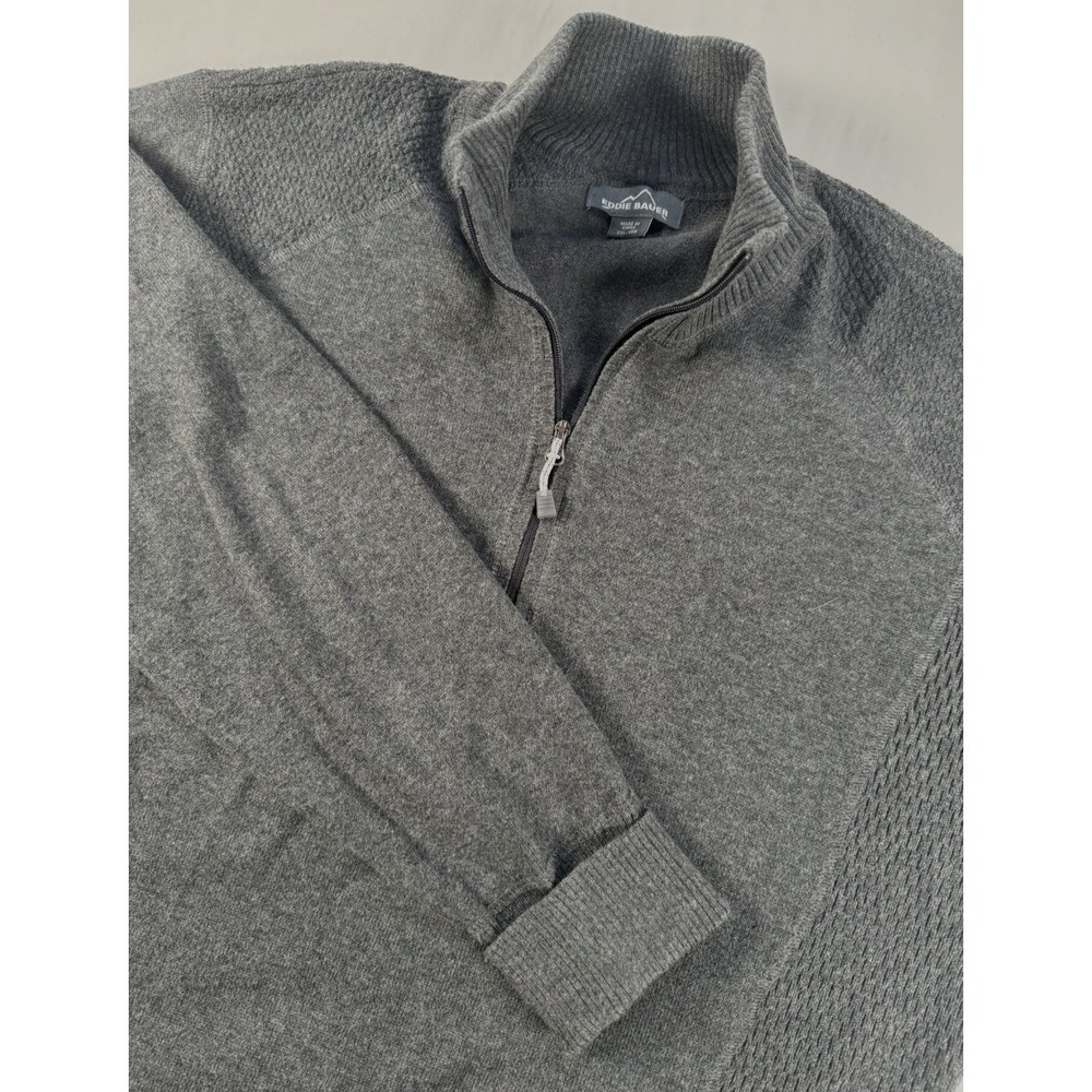 Eddie Bauer Womens 1/2 Zip Pullover Sweater Charcoal Mock Neck Knit‎ 1146504 2XL